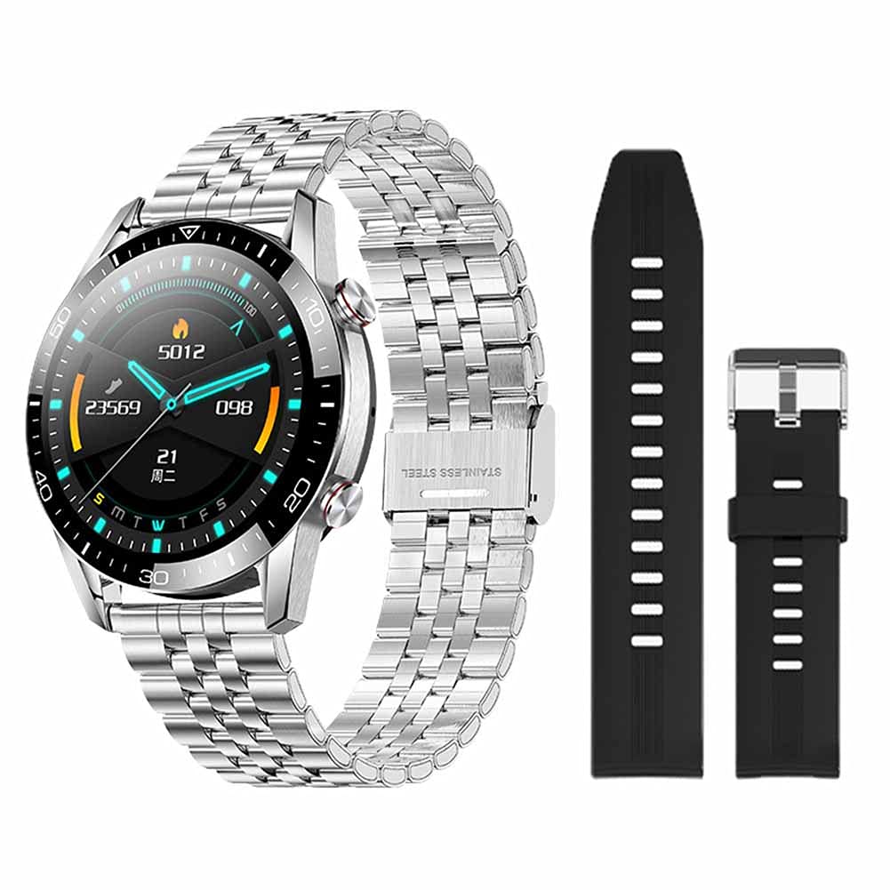 Tracker fitness, inteligentne zegarki, monitor serca, licznik kroków, stoper, IP68, wodoodporny, do sportów na świeżym powietrzu, inteligentny zegarek do Android/iOS, unisex, srebrny