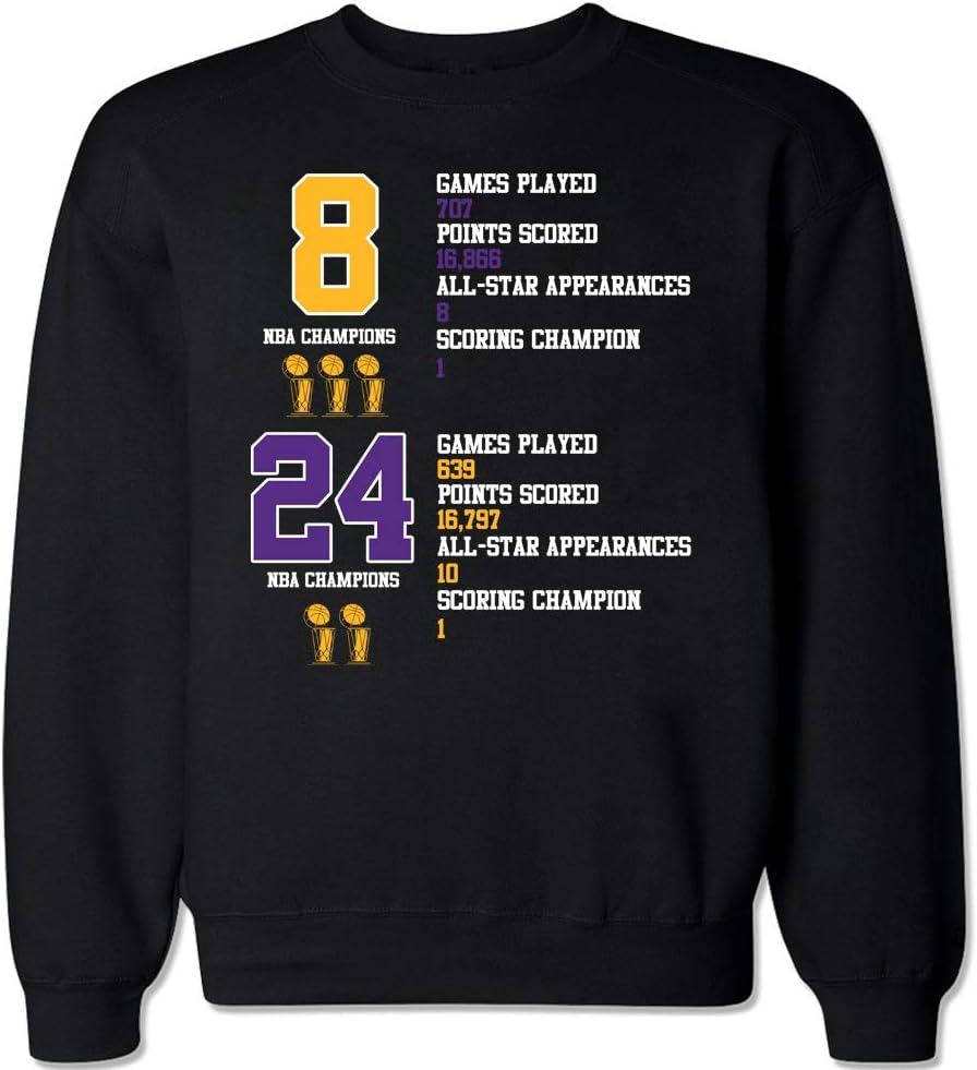FTD Apparel Men's Retired Number 8 24 Mamba Crew Neck Sweater