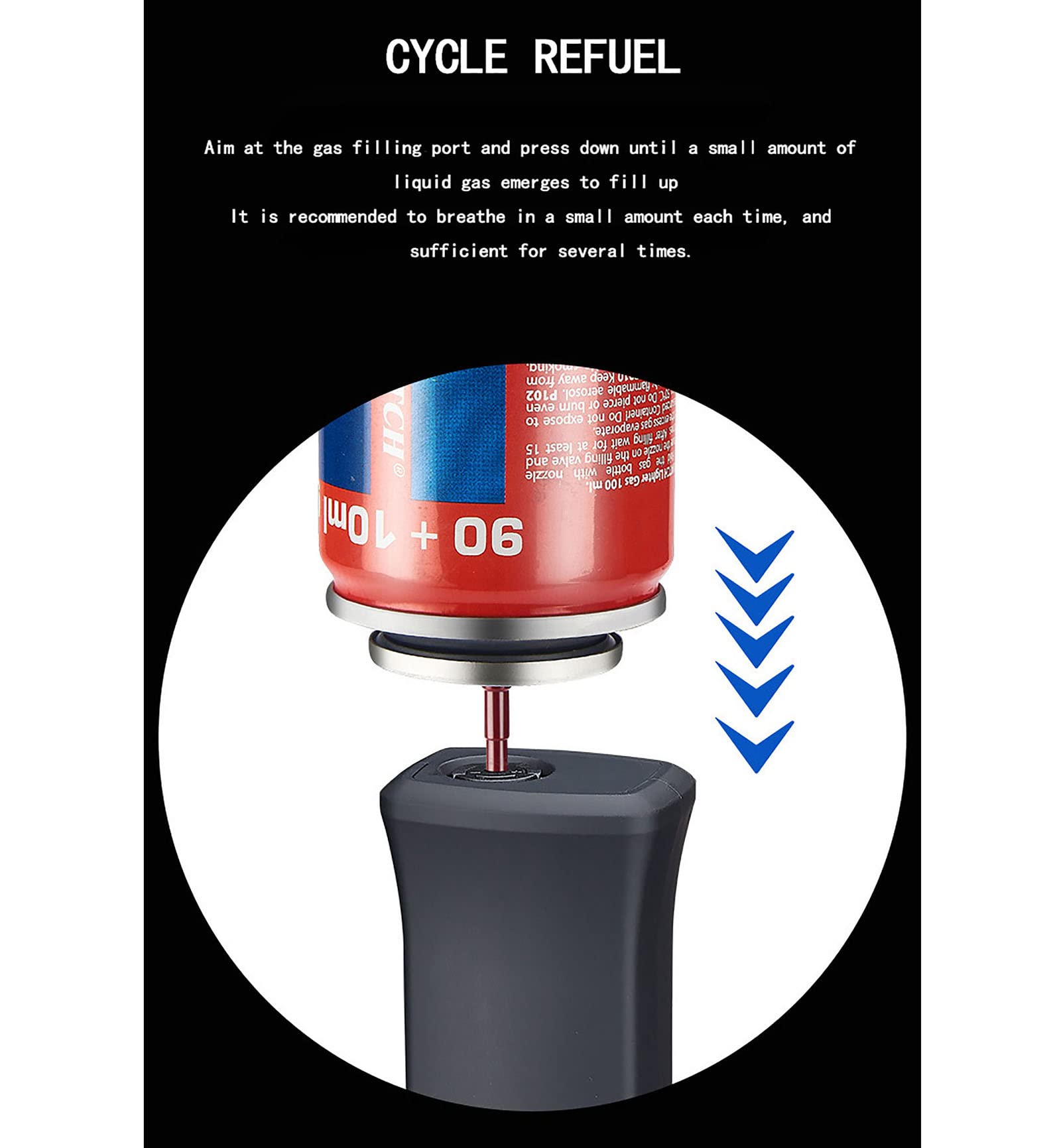 Encendedor de Antorcha de Cabeza Giratoria de Doble Forma Encendedor de Butano Recargable Jet Flame para Barbacoa Vela Camping Sin Combustible,Black,154 * 38mm