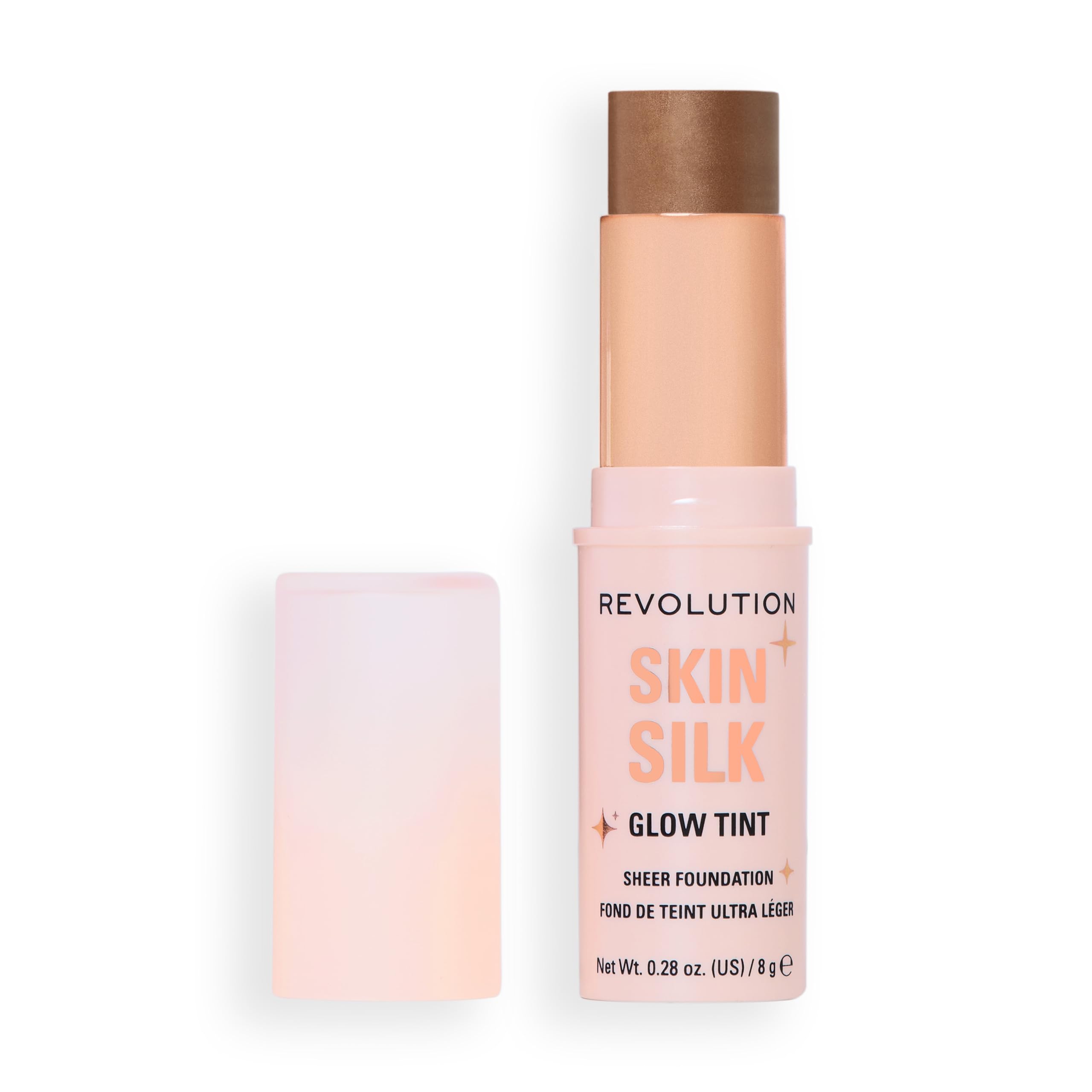Revolution Skin Silk Glow Tint Transparenter Foundation Stick – Für Strahlende Haut, Kaschiert Unreinheiten & Glättet Feine Linien, Farbton Dark Neutral Cool, 8g