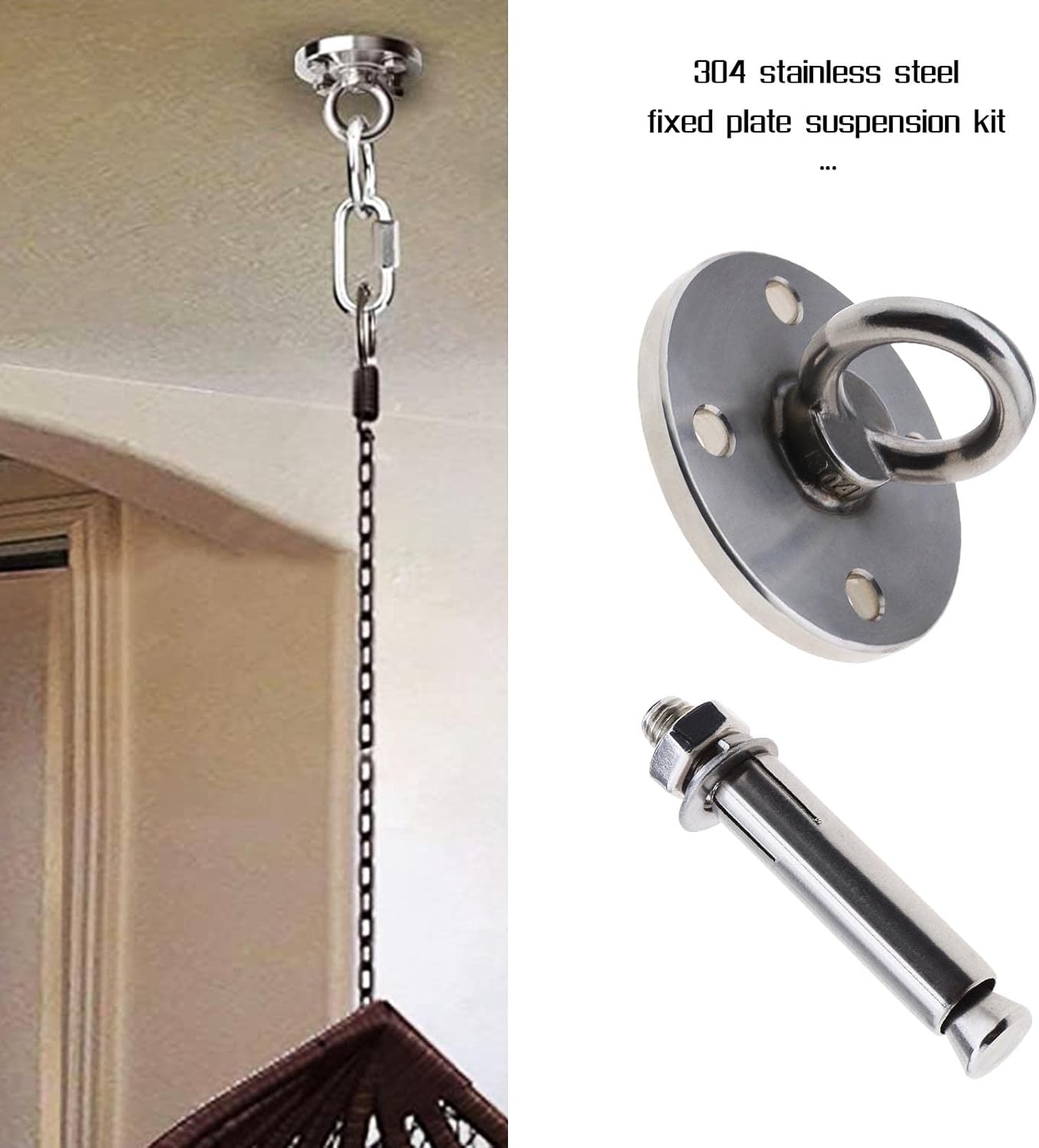 Hammock Hanging Kit Swing Hangers Hooks 304 Stainless Steel with