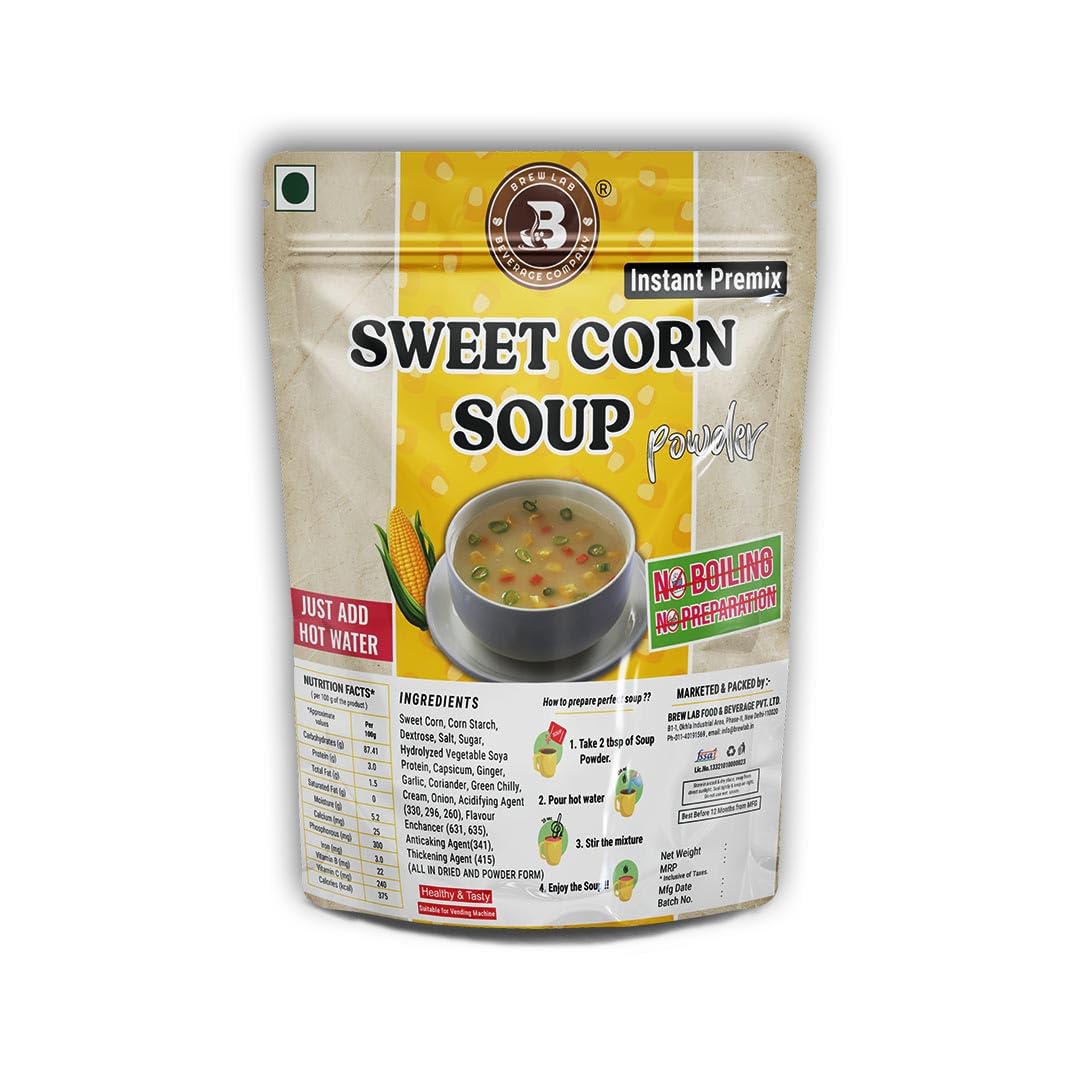 Brew Lab Premium Sweet Corn Instant Soup Premix Powder | Just Add Hot Water | No Preservatives | Rich in Protein & Antioxidants | Quick Healthy Snack | 50g Pack-image-46