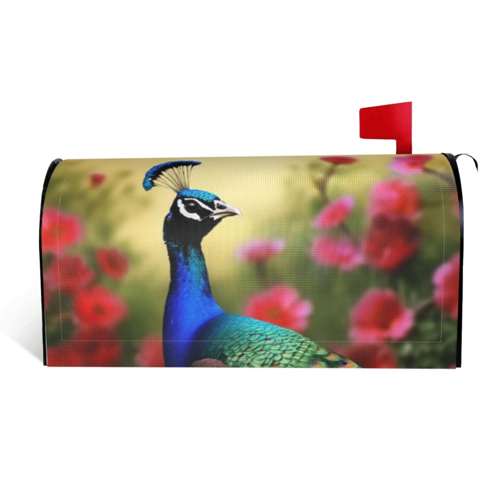 Peacock Flowers Mailbox Covers Magnetic Standard Size 21x18 in, Decorative Post Letter Box Cover Waterproof Mailbox Wraps Outdoor Post Wraps for Garden Yard Home Decor
