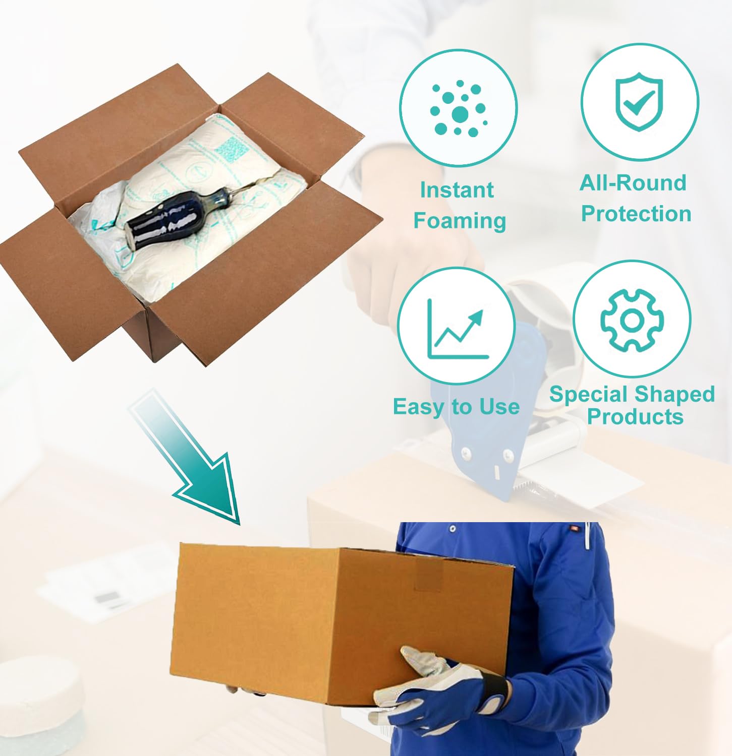 10 Stück 35,6 x 40,6 cm expandierender Verpackungsschaum für den Versand von PC/elektronischen Komponenten/Ausrüstung/zerbrechlichen Gegenständen, schnelle Ausdehnung, stabil und sicher, einfach zu