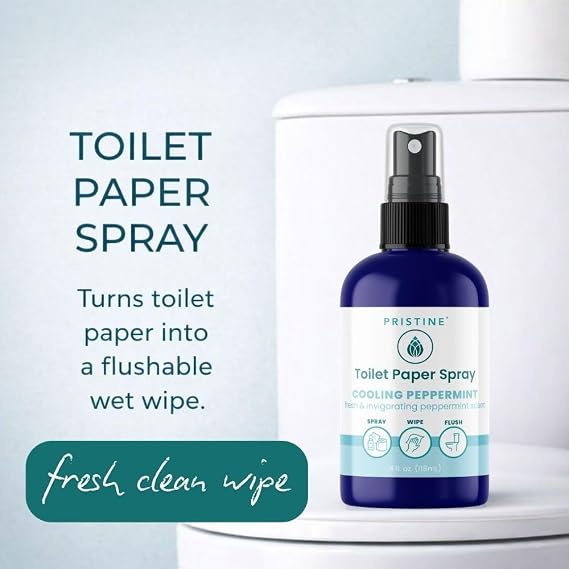 PRISTINE Toilet Paper Spray, Flushable Wipe Alternative, Seen on Shark Tank