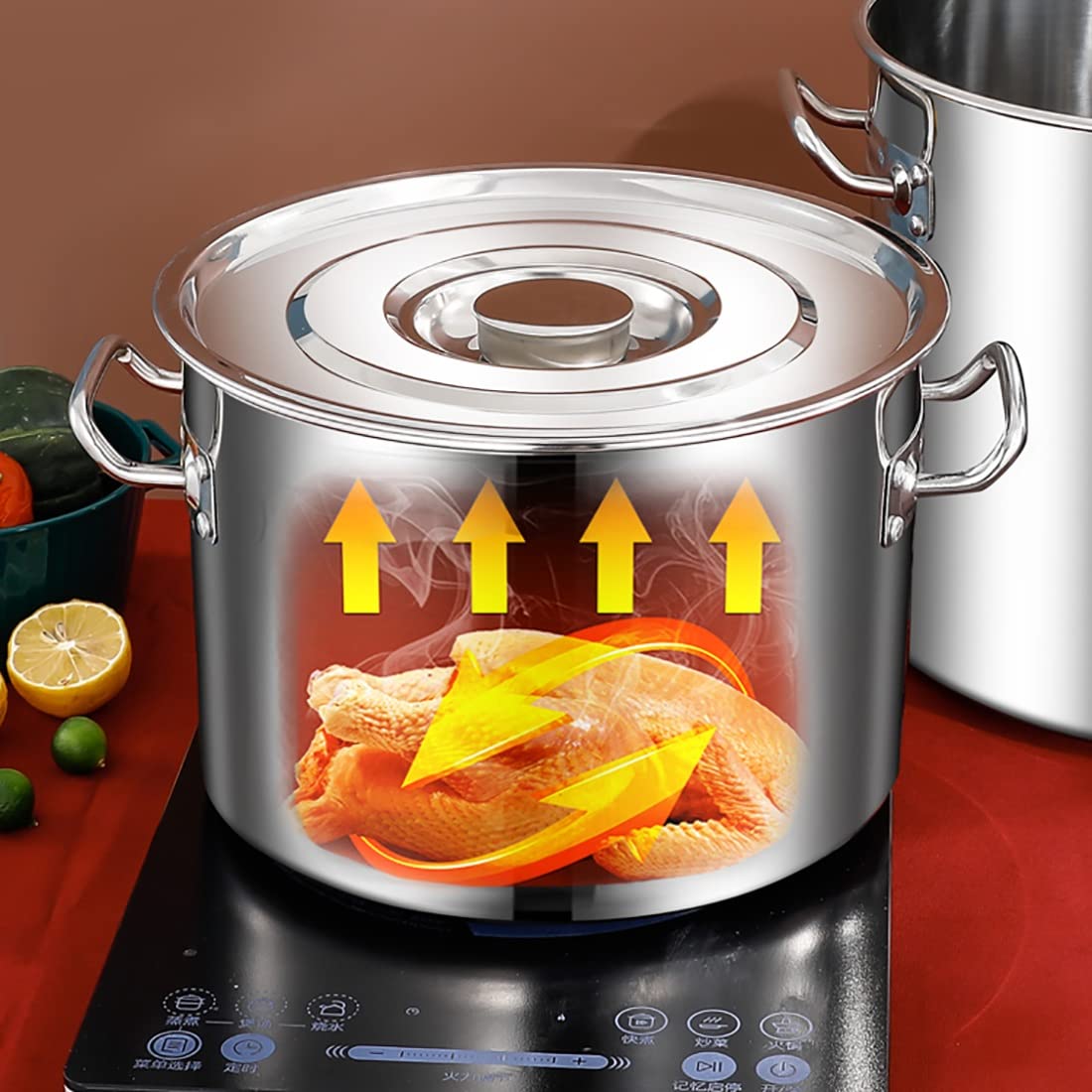 Marmite à soupe professionnelle en acier inoxydable de qualité commerciale de 12 L - Grande capacité - Finition miroir - Compatible avec tous les types de cuisinières - Idéale pour les restaurants et