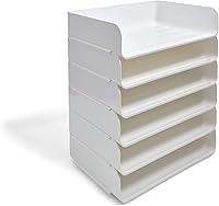 Vista 4 de TRU RED Bandeja plástica apilable de la carta de la carga lateral, blanco, 12cartón