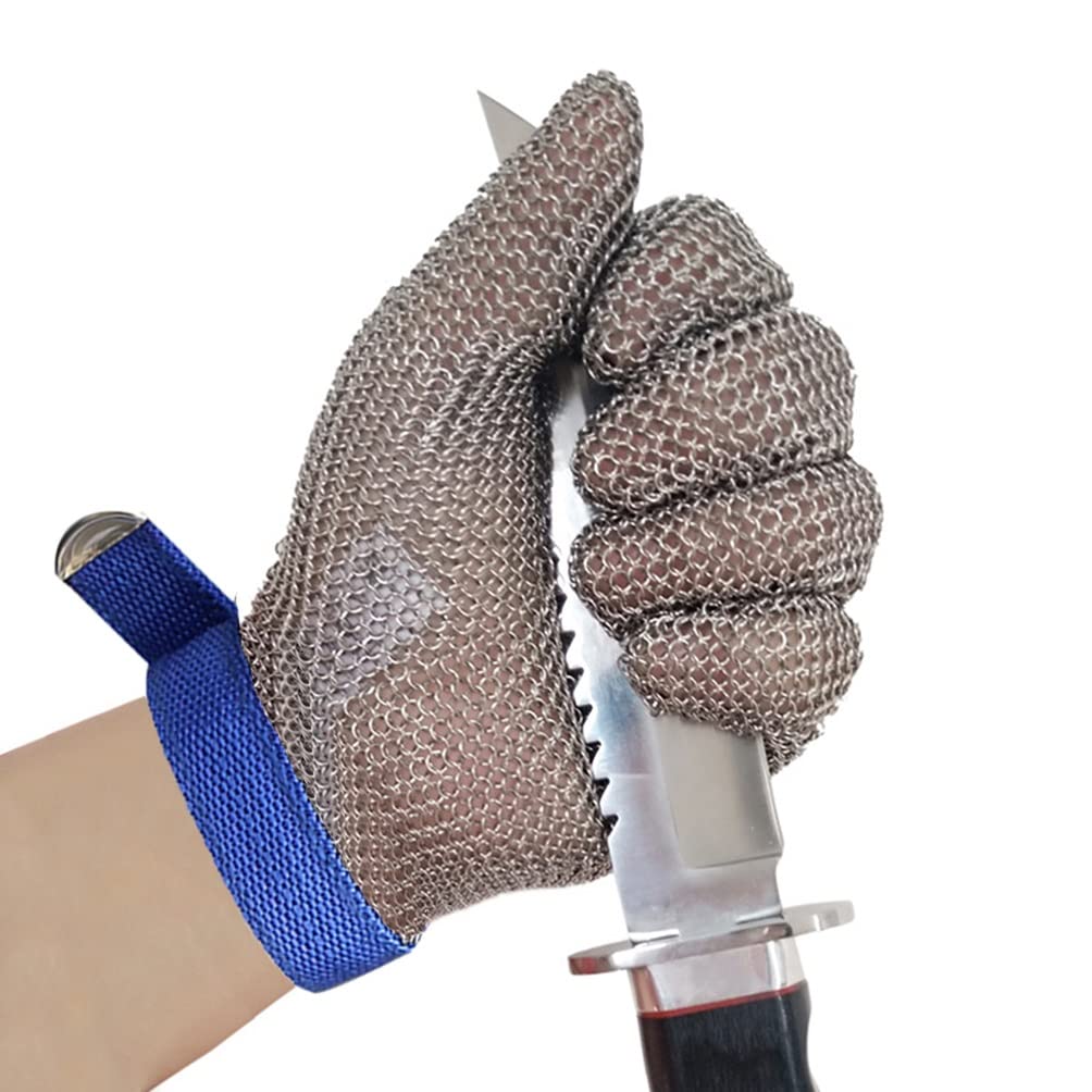 Cut Resistant Gloves Odporne na przecięcie metalowe rękawice kolczugowe, kucharz rzeźnik krawiec Bezpieczna praca Rękawice ochronne, miękkie i wygodne (Size : A pack of one/L)
