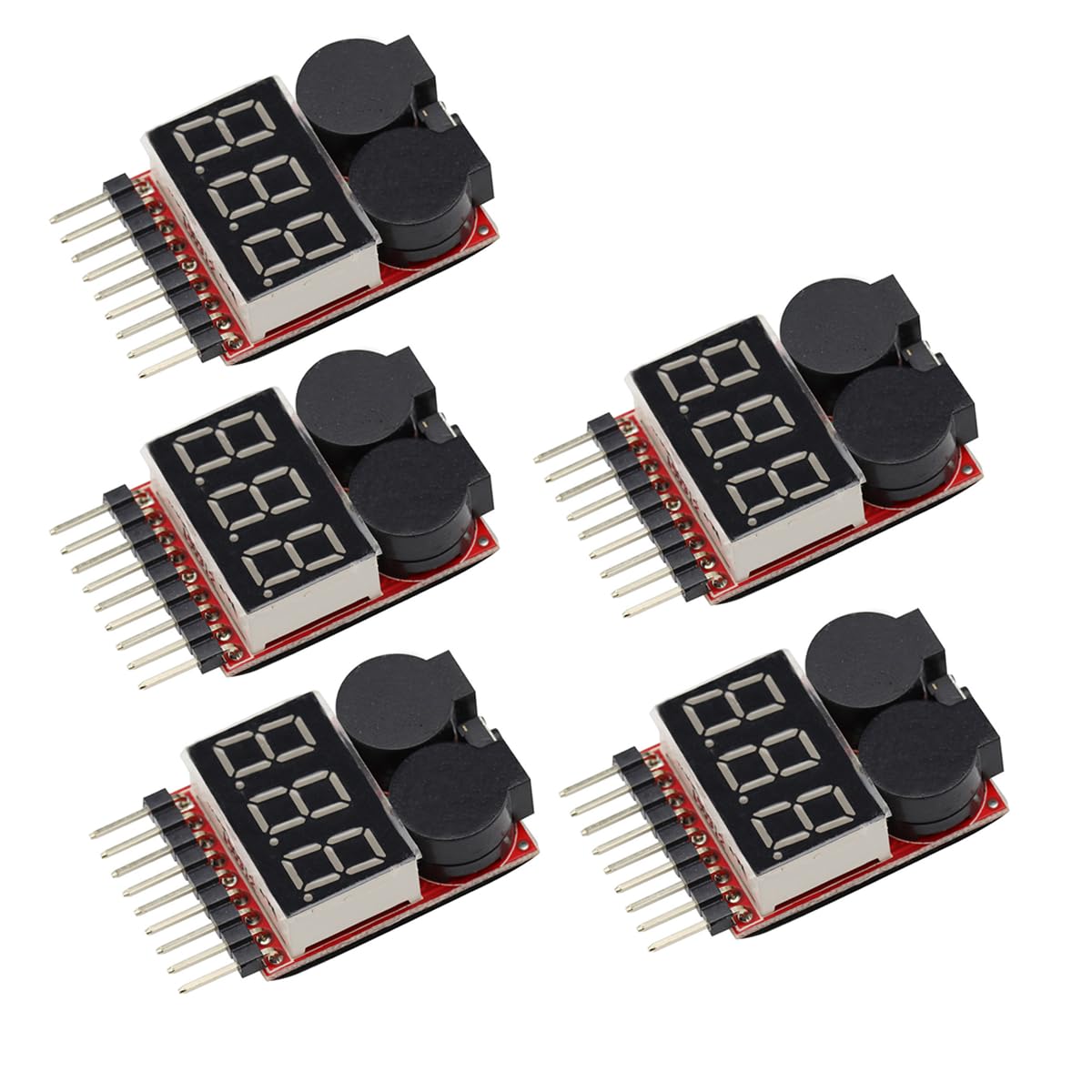 3PCS Lipo Battery Checker Module RC Lipo Battery Voltage Detector with Adjustable Low Voltage Buzzer Alarm and LED Indicator for 1S-8S Iithium Battery