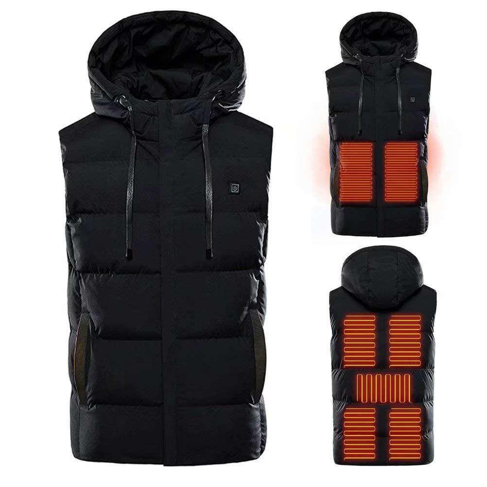Shuanghao Electric Heated Heating Body Warmer Clothes Clothing Vest Jacket Gilet Heating,for Men and Women,with USB,5V Charging,7 Heat Pad, 4 Temperature Adjustable,Washable