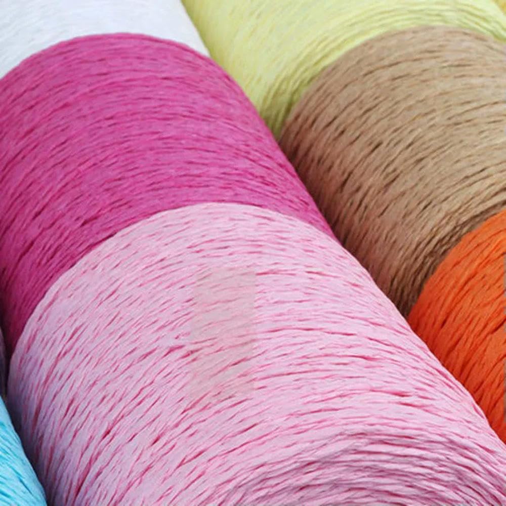 Wstążka papierowa z rafii 460G do przędzy dziewiarskiej DIY | Szydełkowanie słomy, ekologiczna wstążka do pakowania dla rzemiosła(Light Tan)