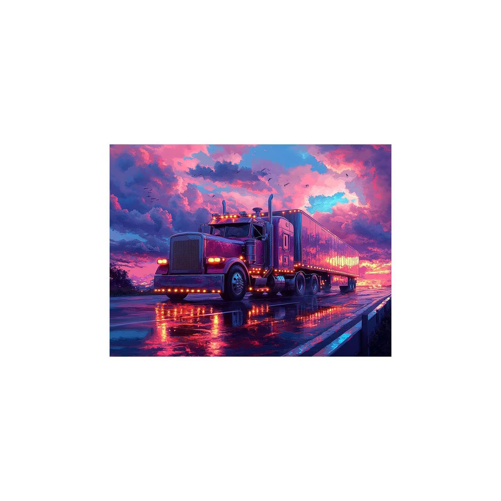 Lumineszenz Malen Nach Zahlen Erwachsene LKW Malen Nach Zahlen Kinder, DIY Set Erwachsene mit Pinselset Lumineszenz Acrylfarben Set Leinwand zum Bemalen 135 x 100cm Deko Wohnzimmer Landschaft GYYH7461