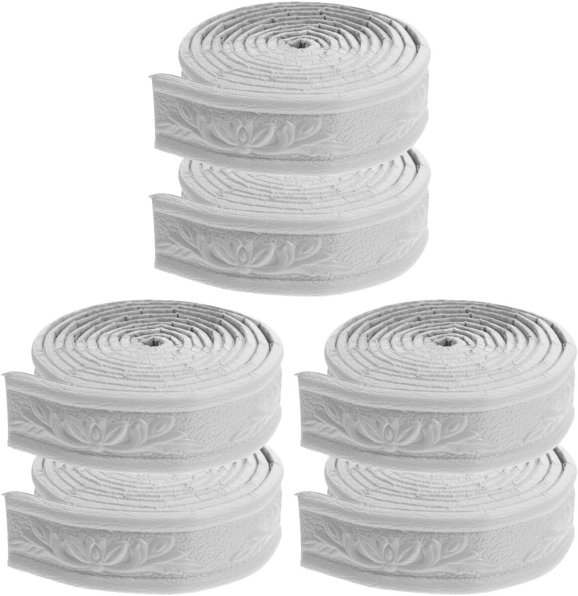 DOITOOL 6Pcs Crown Molding Peel and Stick Wallpaper Border Self Adhesive Flexible Foam Molding Trim Wallpaper Border 3D Mirror Border Wall Edging Strip for Home, Hotel DIY Decoration, White