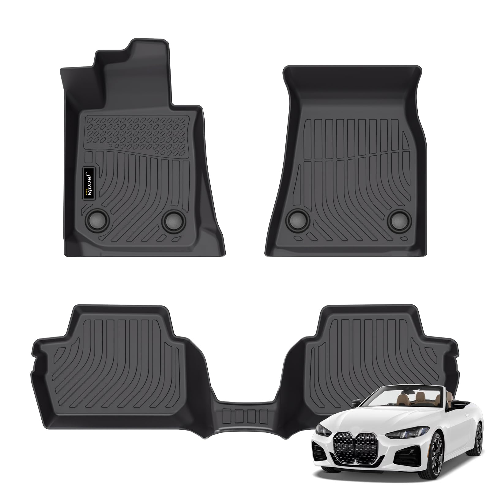 Jenofa-Car Floor Mats for BMW M4 Competition, M440i, 430i 2021-2025 Convertible All Weather Mats Automotive Floor Liner Custom Waterproof for 2024 BMW M440i Convertible Accessories (4416931,4416733)