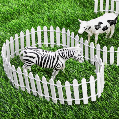 Elsjoy 6 Pieces 35 Inches (Total 210") Miniature Fairy Garden Fence, Decorative Wood Picket Fence Mini White Garden Fence for Crafts, DIY Project
