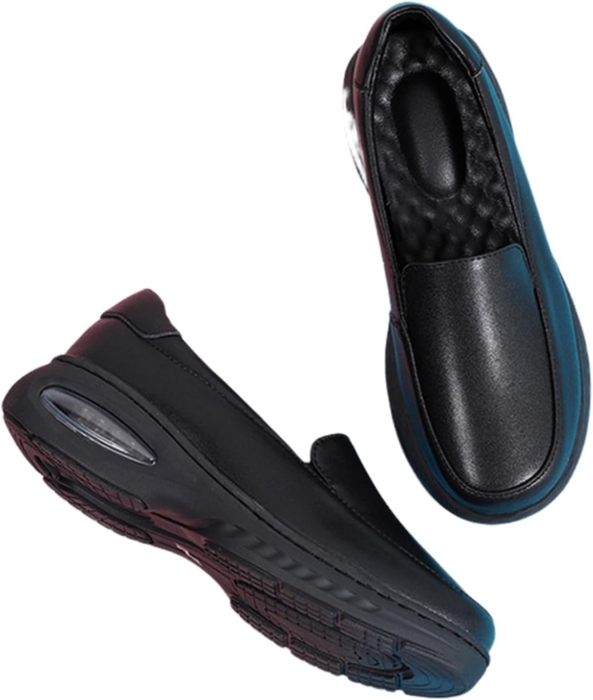 Womens Lightweight Comfortable Nurse Shoe, Women Casual Leather Slip on Air Cushion Nursing Working Shoes, Casual Office Shoes Nursing Flats, Ideal for Nurse Healthcare Crews