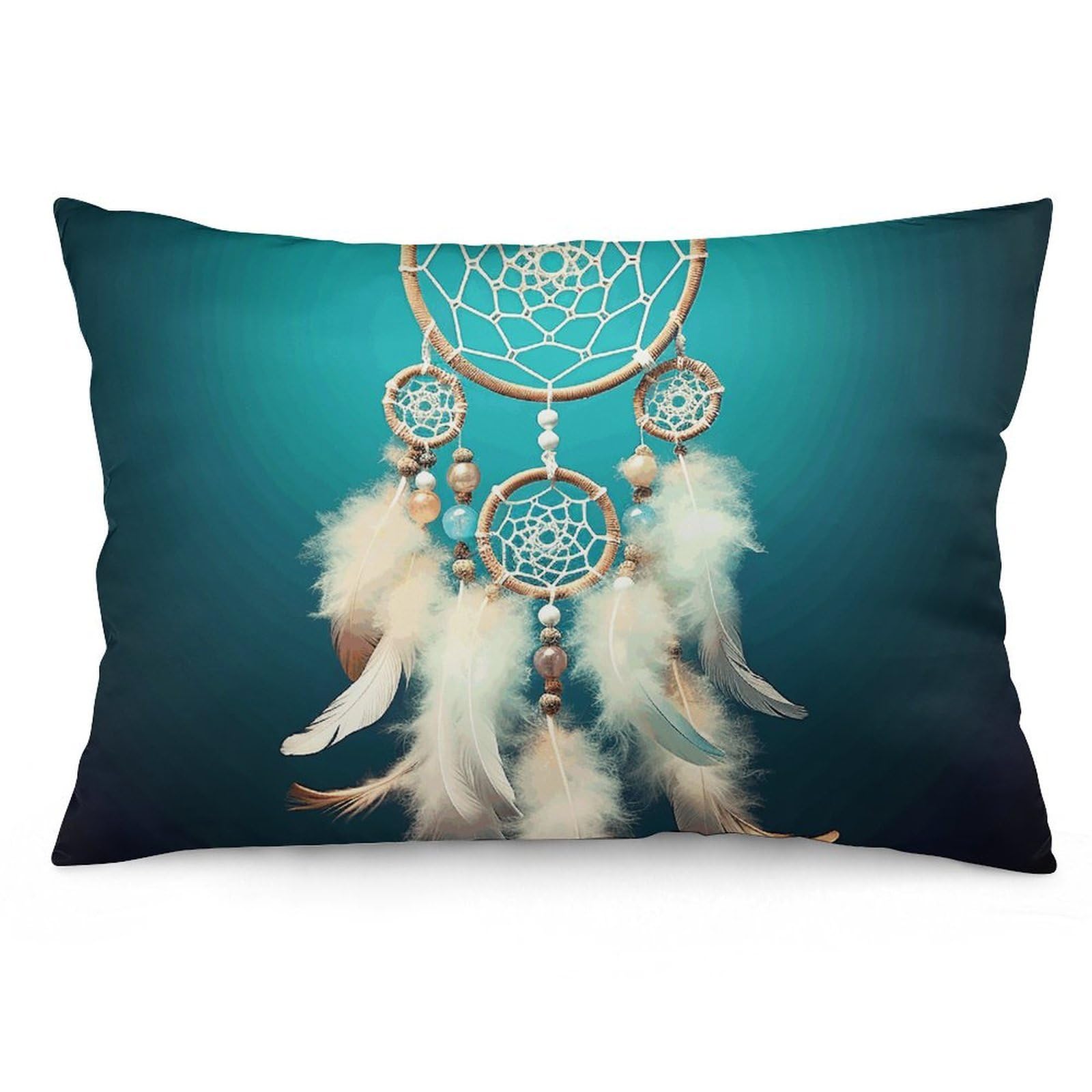 2 Pack Pillow Cases for Hair and Skin, Soft Breathable Pillow Case Covers with Hidden Zipper, White Dream Catcher Feather Pillowcase 16 "x24 Pillow Covers for Sleeping Gift