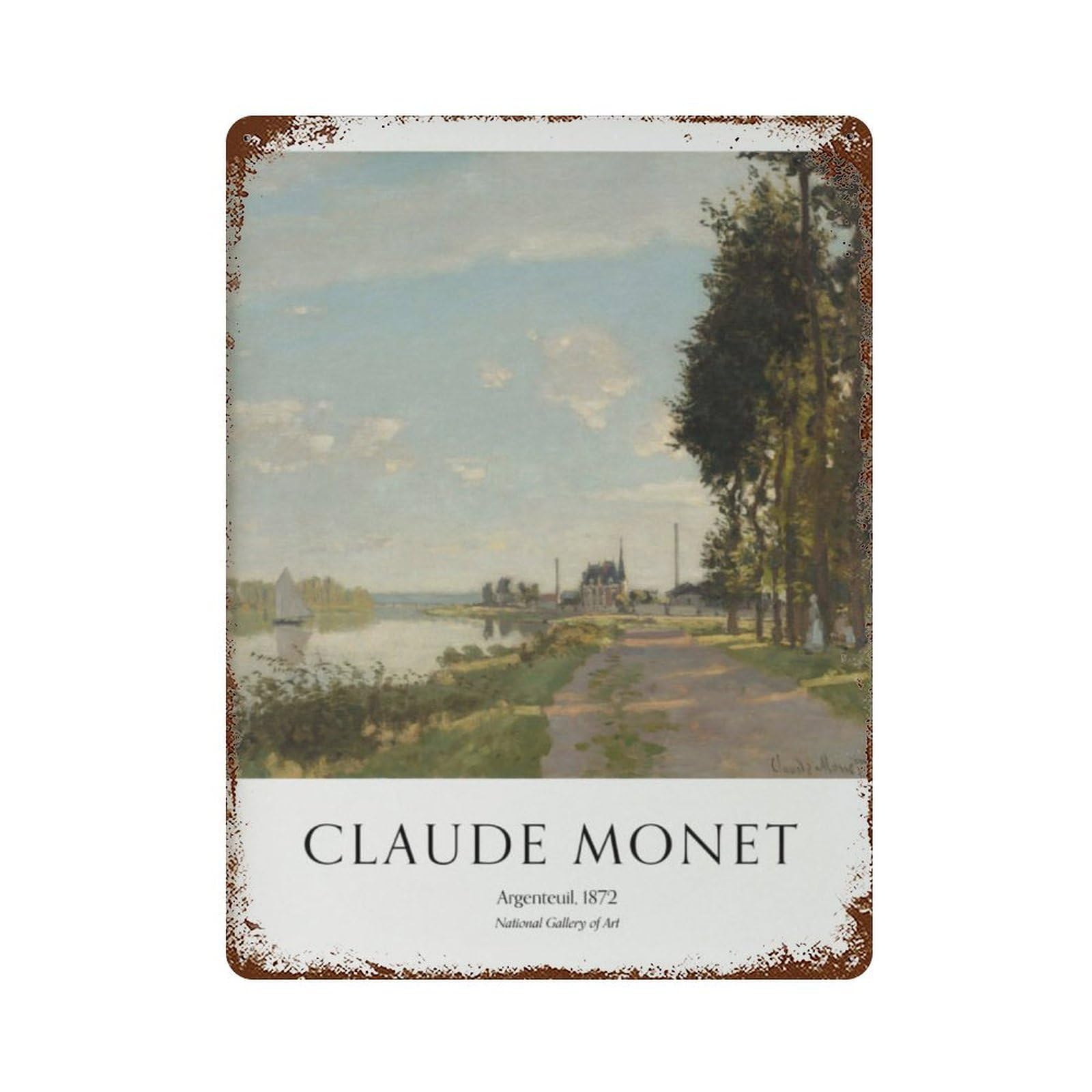 xiaoxiaoshen Claude Monet 'argenteuil, 1872' Vintage Wall Decor Art Metal Tin Poster Modern Home Decor Art Home Bar Shop Decorations Vintage Sign 40x30cm