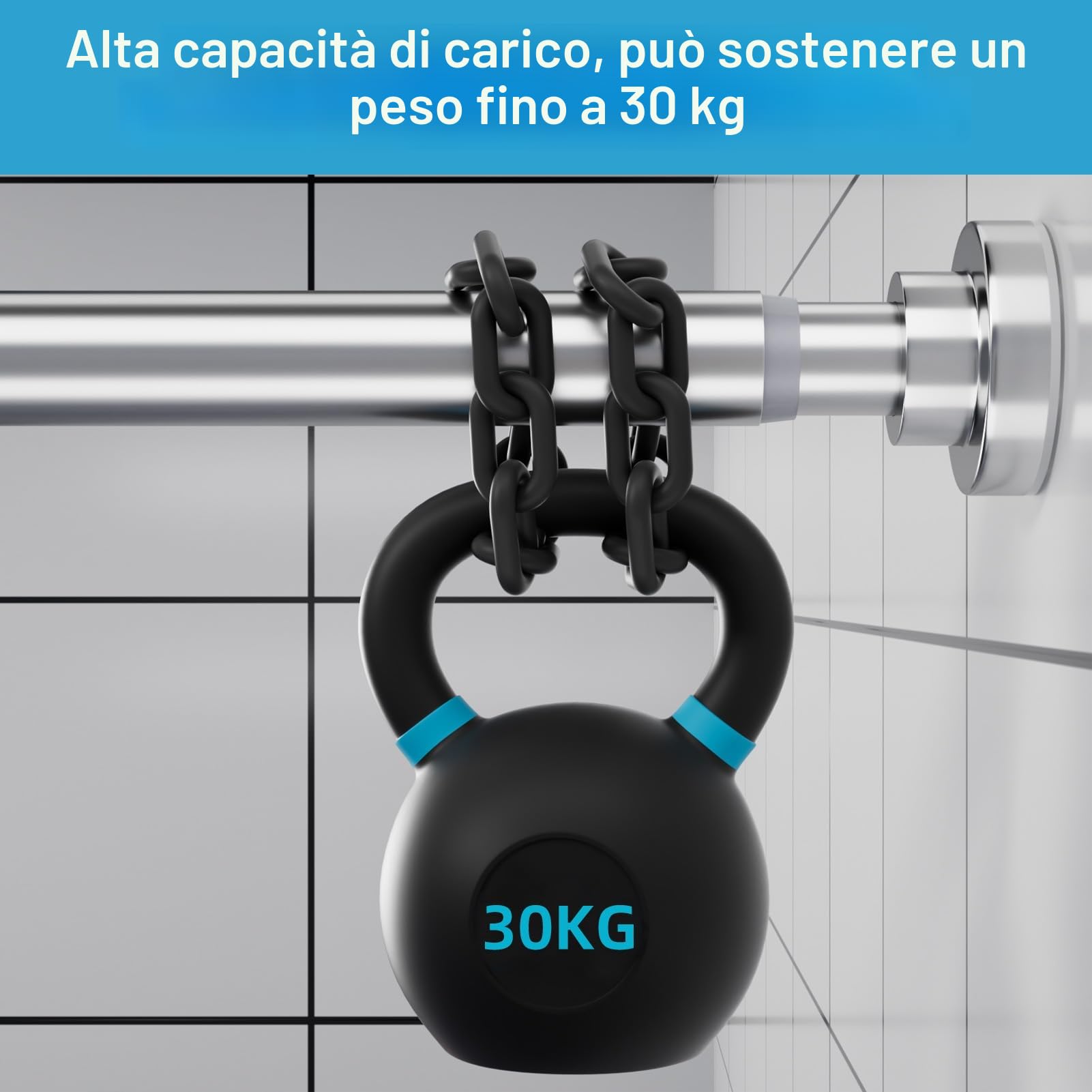 Asta per tenda da doccia senza fori in acciaio inox, asta telescopica allungabile, antiruggine e antiscivolo, asta regolabile da 70 a 195 cm, ideale per bagno, finestra, guardaroba