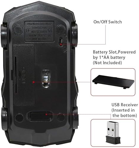 Miniatura 6 de Ratón inalámbrico 3D para coche deportivo Ratón óptico para computadora, mouse ergonómico para computadora portátil de escritorio para LBJN