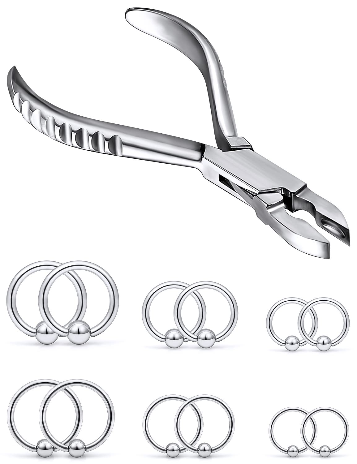 Vsnnsns 9 Style 316L Surgical Steel Body Piercing Tools Kit Piercing Clamps Forceps Use for Nose Septum Lip Tongue Eyebrow Belly Rings Ear Dermal Piercing Jewelry Kit Tools