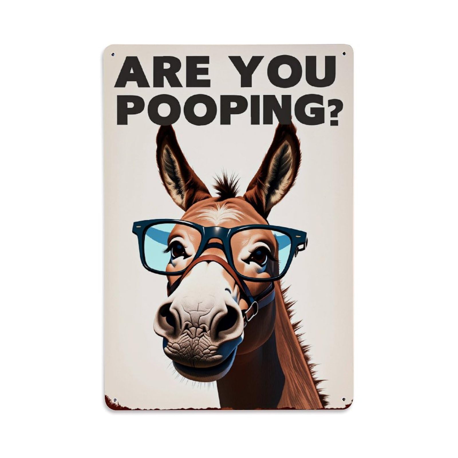 Donkey With Glasses And Text Vintage Tin Sign Retro Metal Wall Decor Metal Poster, Home Bar Garage Farmhouse Cafe Wall Art Decoration 8x12Inches