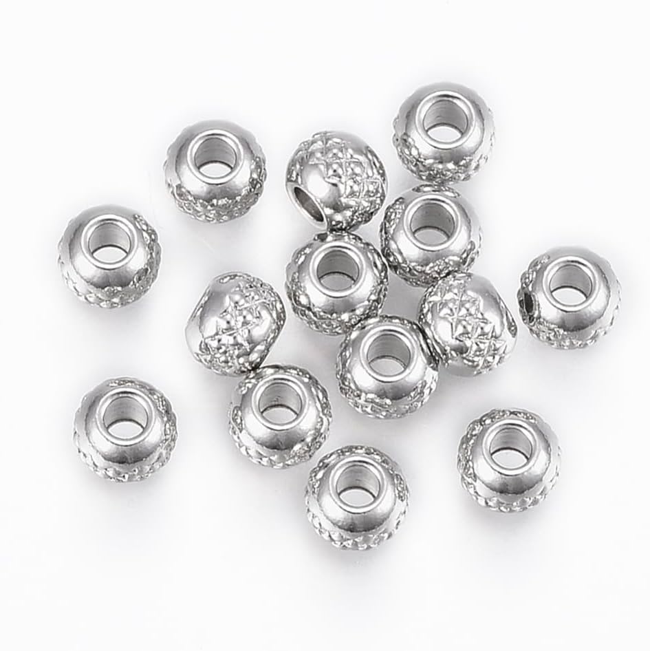 Ipotkitt 20 Pcs 201 Stainless Steel Round Beads Vintage Round with Ripple Beads Jewelry Loose Spacer Beads for DIY Jewelry Making Gifts image 2