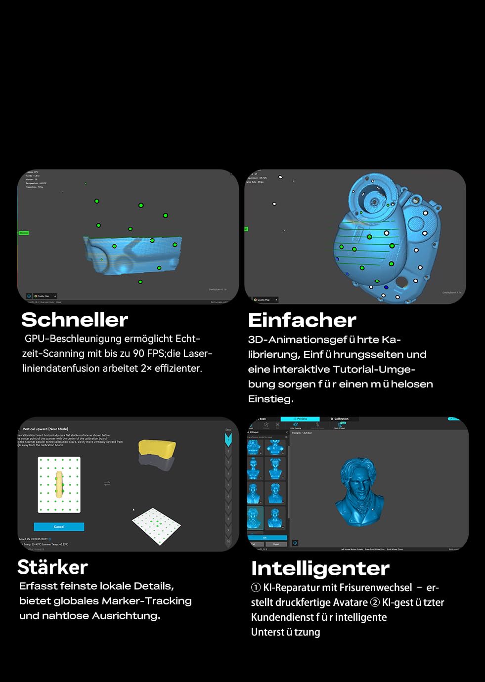 Creality Sermoon X1 3D Scanner, 0,02 mm Präzision, Multi-Laser + NIR Strukturlicht, kabellos, sprayfrei, für 5-4000 mm Objekte, CAD & Reverse Engineering