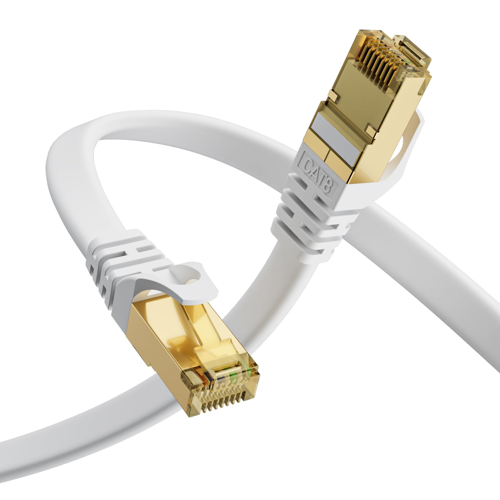Aouensly Cat8 Ethernet Cable, 3M 2Pack High Speed Flat Lan Network Cable, 40Gbps 2000MHz Long Internet Cable with Gold-Plated RJ45, Internet Cord for Gaming, Streaming, Router, Modem, PC, Printer