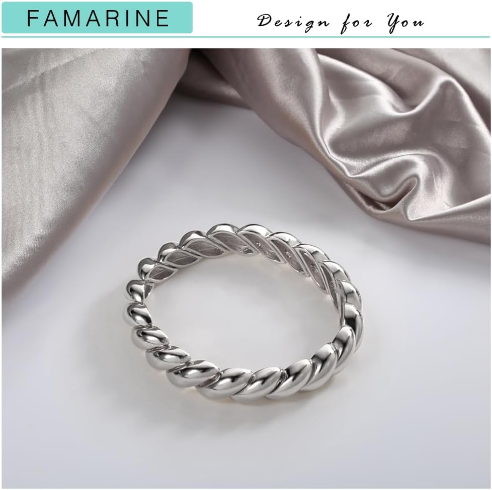 FAMARINE Gold Silver Chunky Bangle Bracelet for Women Men - Image 5