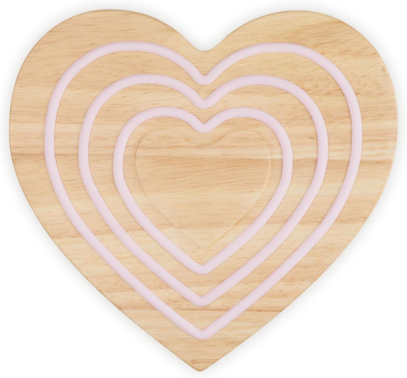 Le Creuset Magnetic Wood Trivet Heart Shaped, 8", Pink Silicone