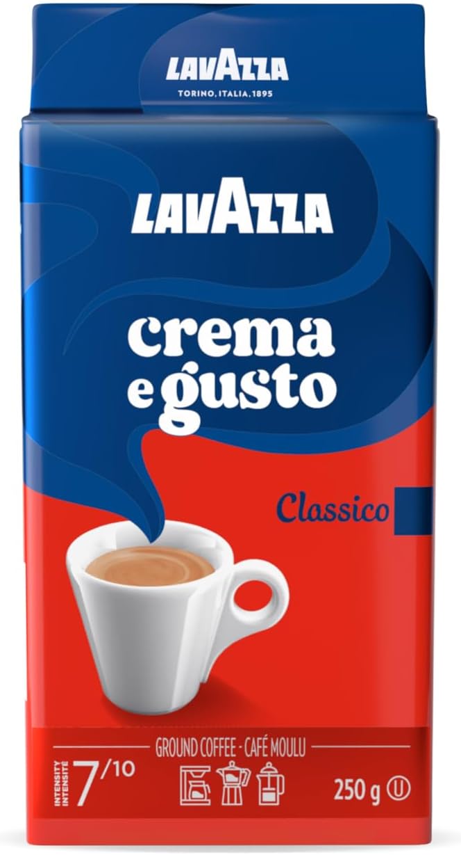 Crema e Gusto Ground Coffee Blend, Espresso Dark Roast, 8.8 Ounce (Pack of 4)