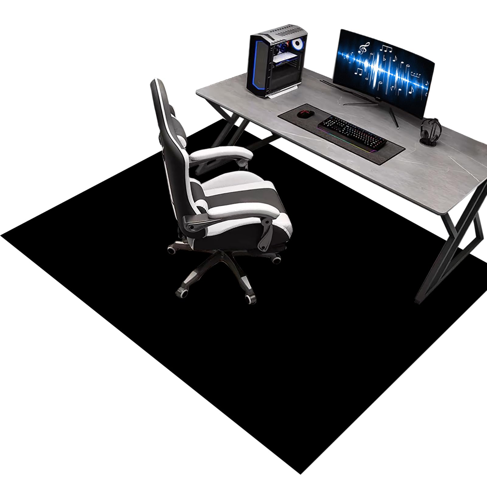 Floor Protection Mat for Hard Floors, 180 x 200 cm Gaming Chair Mat for Carpet & Wooden Floors, Chair Rolling Mat Carpeted Floor, Non-slip Gaming Computer Chair Mat for Gaming Room Home Office Decor