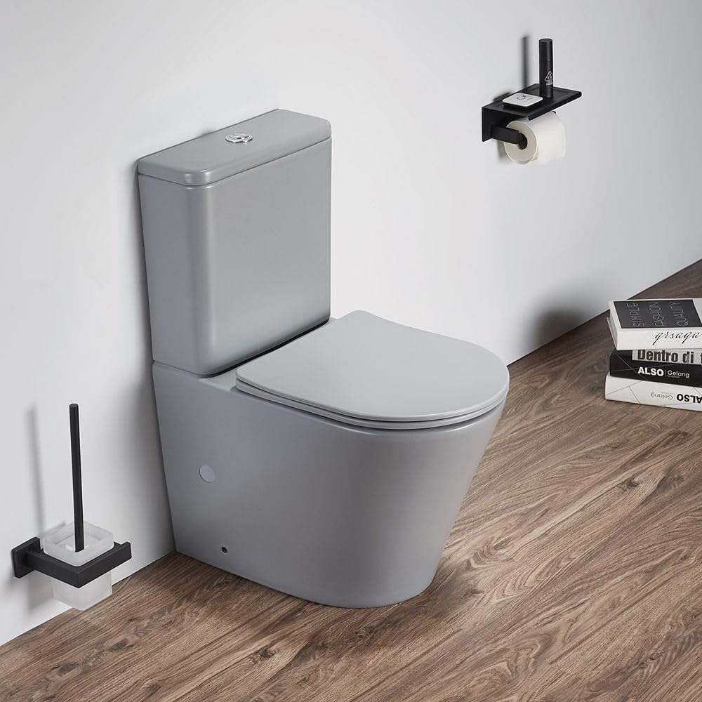 Milano Pebble Elements Round Close Coupled Toilet Wc Soft Close Seat