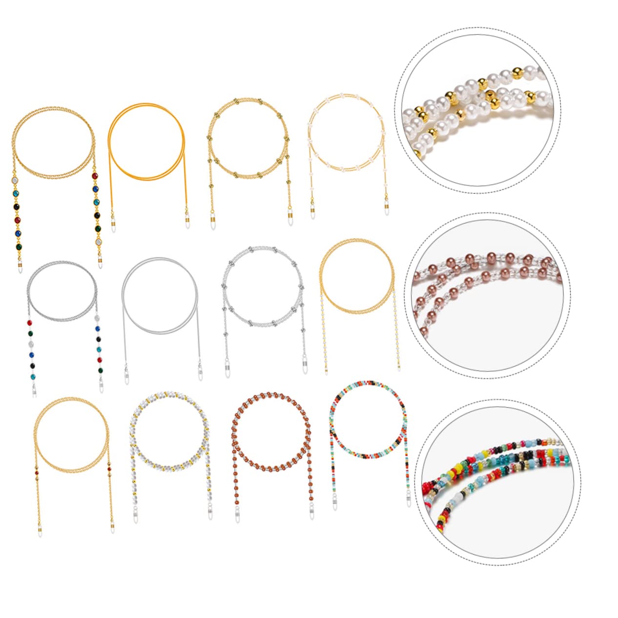 COLLBATH 12 Piezas Cadena para Gafas Decorativa de Cordón Antideslizante para Gafas Cordón Creativo y Mascarillas
