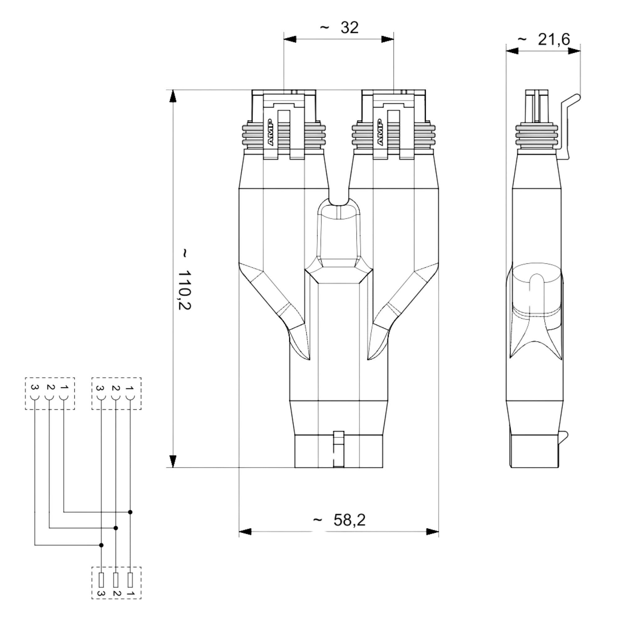 Kalitec Superseal Rozdzielacz Y 3-Pin, 1,5 mm, Wtyczka Samochodowa IP69K | Wodoszczelne Złącze 3-Drożne do Aut i Łodzi, 24V DC, 13A, Odporne na Olej i Paliwo, Bezpieczna Blokada Zatrzaskowa
