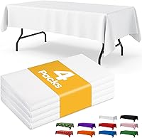 Niuara White Plastic Tablecloths 4-Pack 54x108" Disposable Rectangle Covers for 6ft Tables - Waterproof Party & Holiday Tablecloths