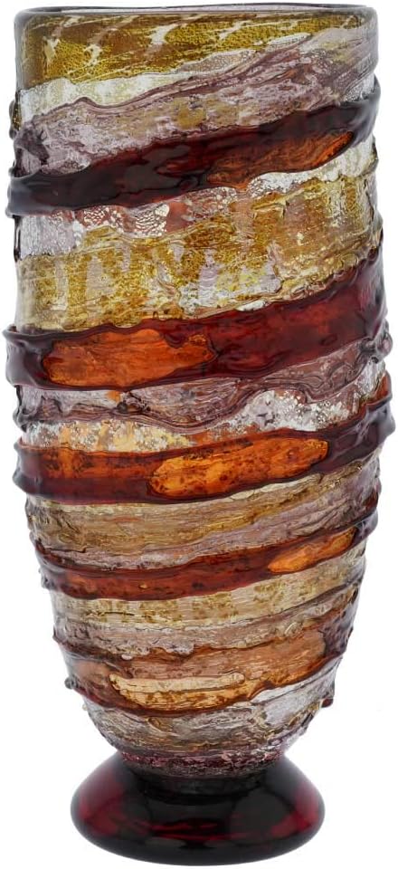 GlassOfVenice Murano Glass Sbruffo Vase - Golden Brown Purple