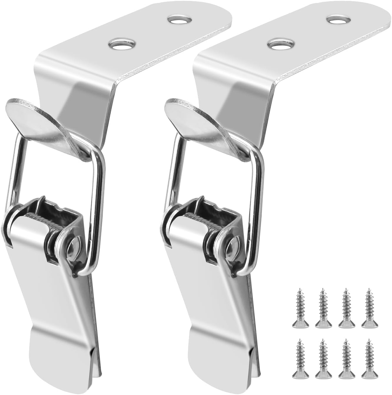 Stainless Steel Tool Box Hood Locks Latches, 90-Degree Spring Loaded Toggle Lock, 4 Pcs Tool Box Hasps with Mounting Screws for Cabinet Door Barn