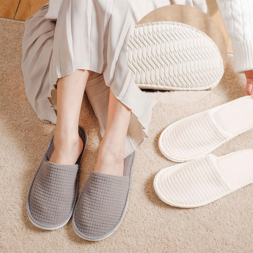 Bavooty Pantuflas Invitados,Zapatillas de Casa,para Mujer y Hombre,Algodón y Lino,Zapatillas de Hotel,Portátiles y Desechables,10 Pares