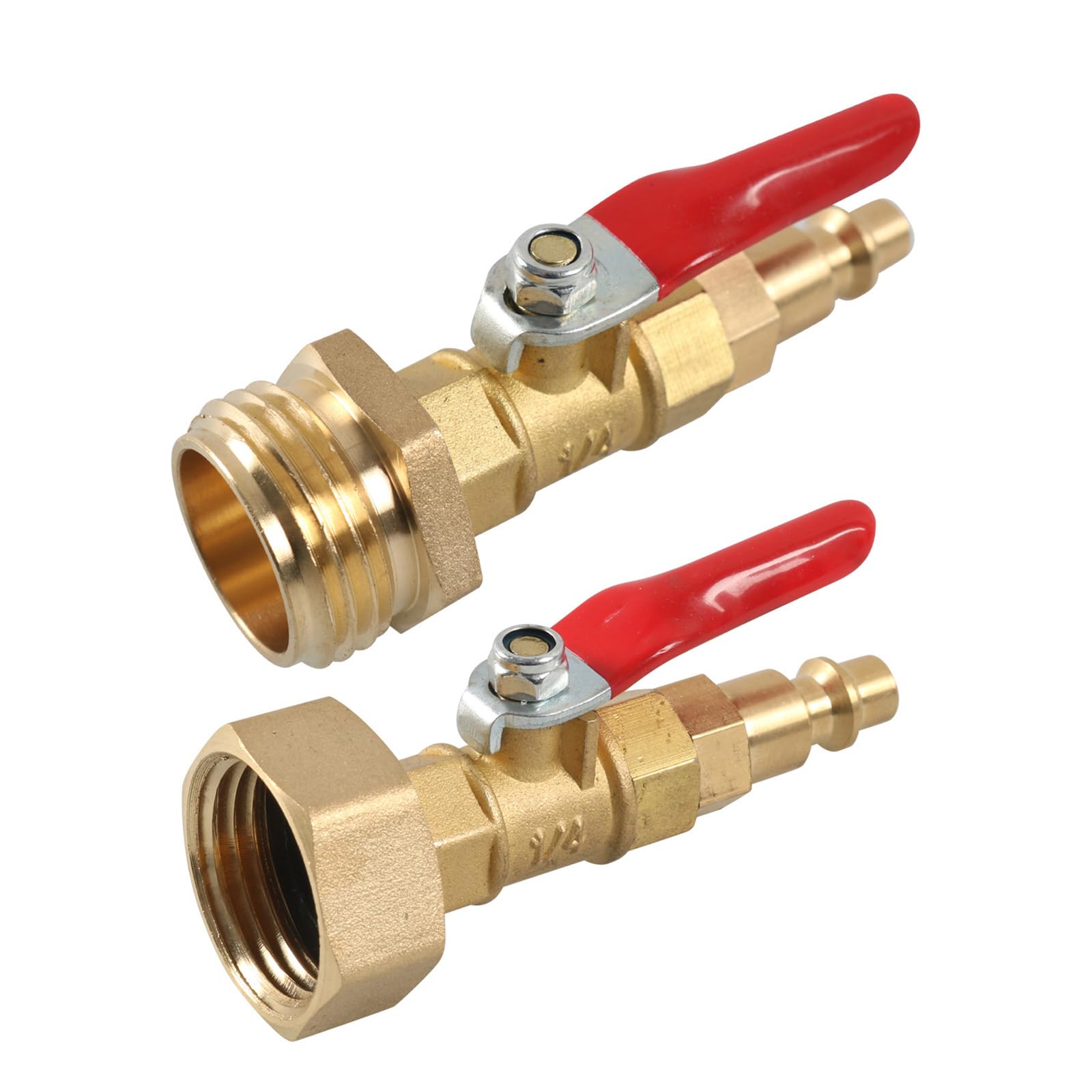 Kit Adattatore per Sfiato Adattatore per Irrigazione Invernale in Ottone Connettore Rapido Maschio da 1/4 di Pollice Giunti per Irrigazione da Giardino con Filettatura GHT Maschio da 3/4(Femmina