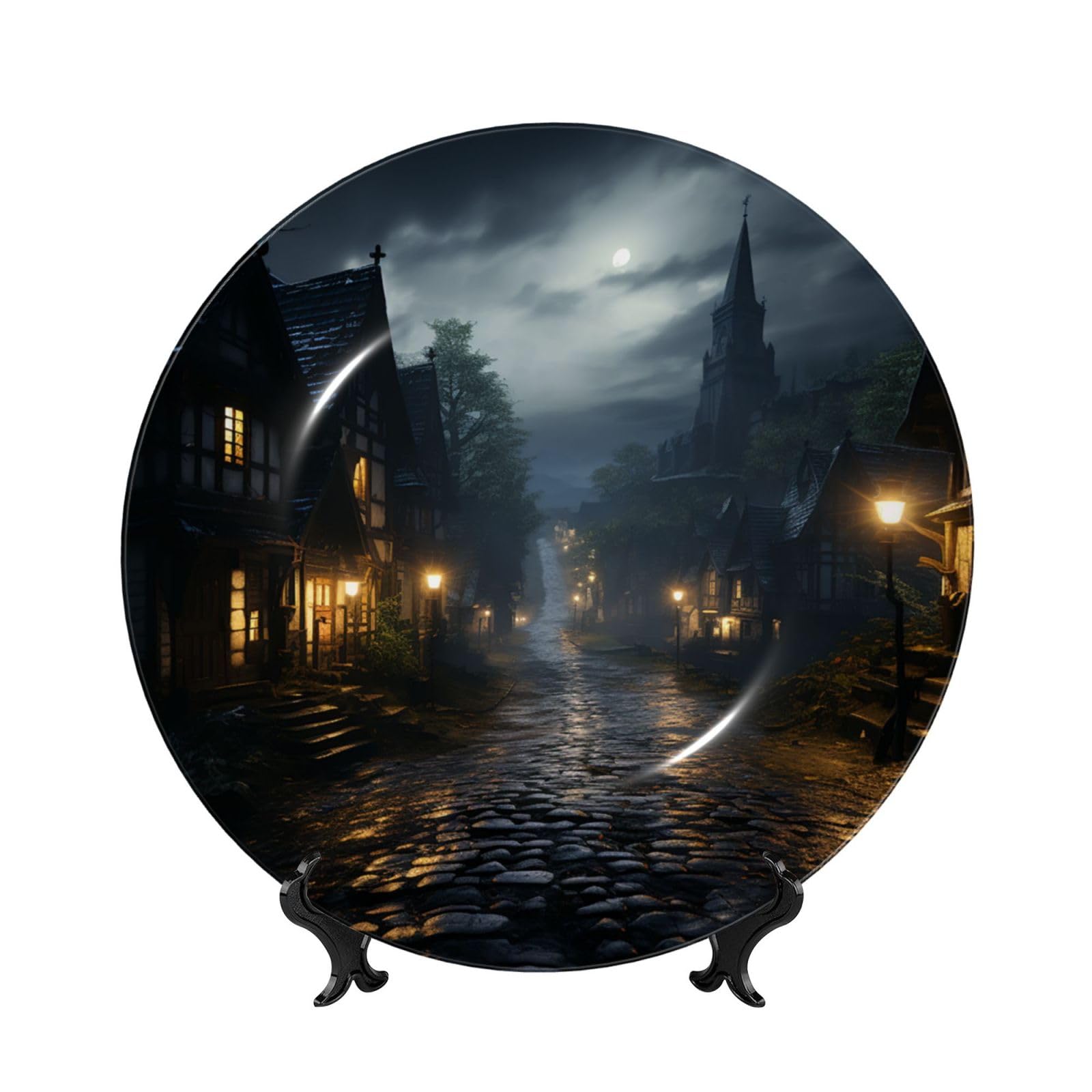 Assiette décorative en porcelaine anglaise Gloomy Night 20cm faite main