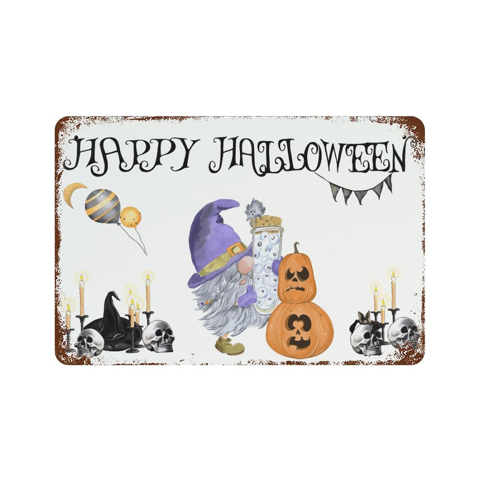 Panneau de citrouille et nain d'Halloween 30,5 x 45,7 cm pour décoration murale