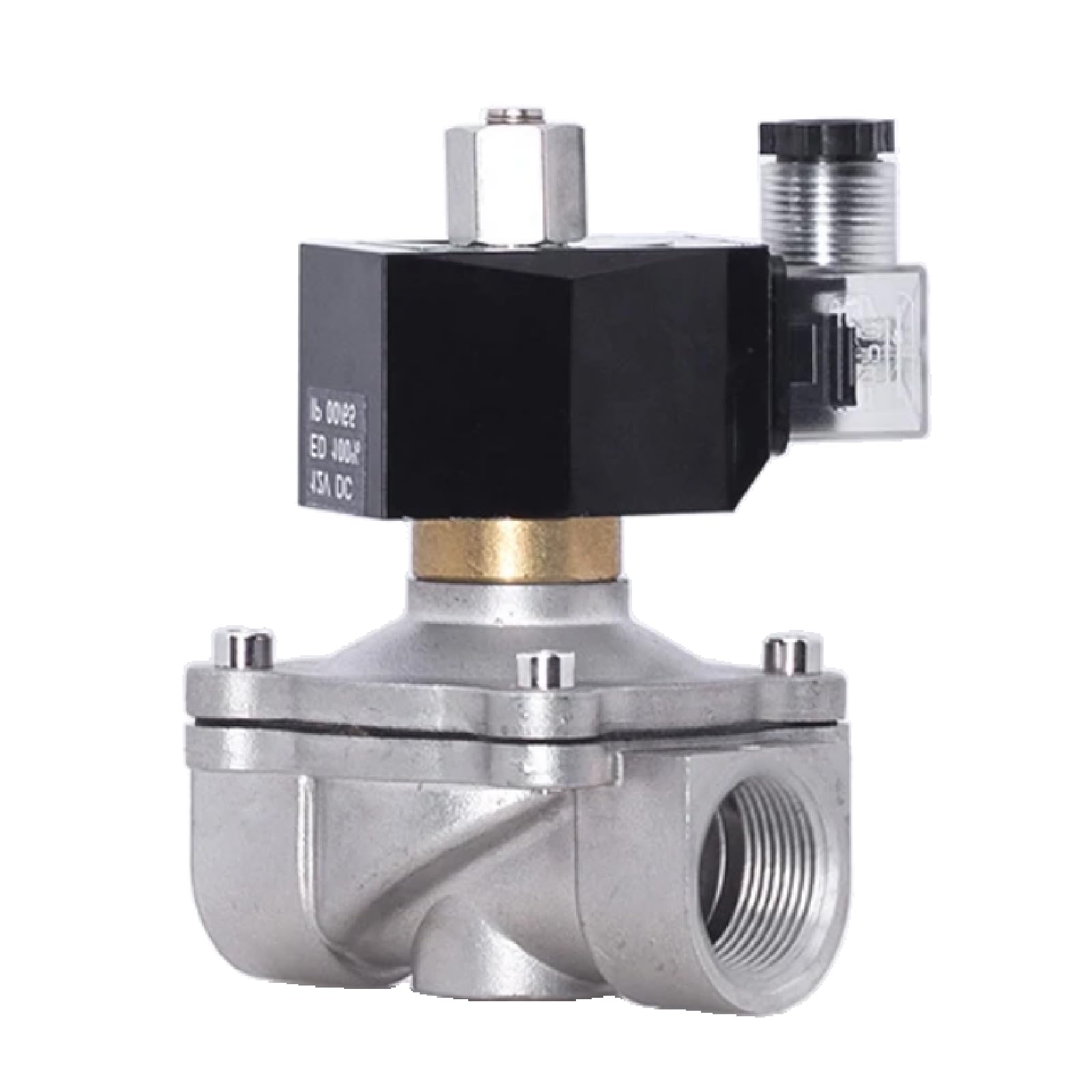 1/2" Stainless Steel Solenoid Valve Waterproof Normally Open Solenoid Valve with LED Power Indicator (24VDC EPDM-Seal NPT)