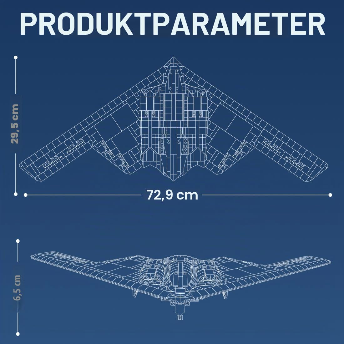 B2 Spirit Flying-Wing Bomber Klemmbausteine, 1:70 Bomber Kampfjet Bauklötze Entworfen von DarthDesigner, Modular Building Geschenk für Erwachsene - 2063 Stück MOC-166363