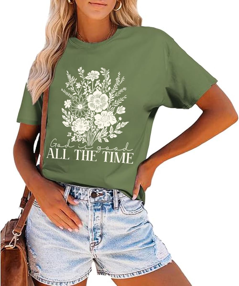 Christian Shirts for Women Floral Graphic Tees Faith Cross Shirt Faith Religious Inspirational Tshirt - Image 6