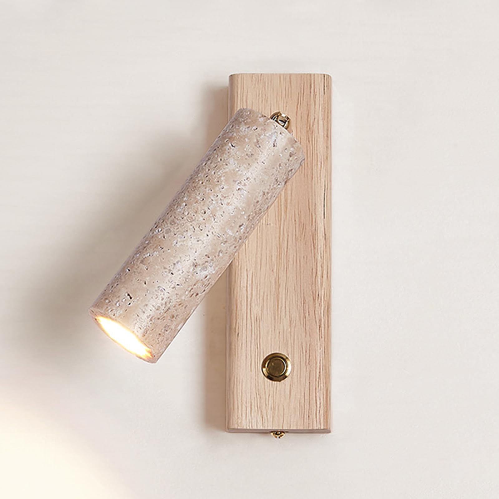 Apliques de Pared Modernos Interior Lámpara de Pared de Travertino Amarillo Natural de 3W Luz de Lectura LED de Montaje En Pared Luz de Pared de Mármol Ajustable con Interruptor de Encendido/Apagado