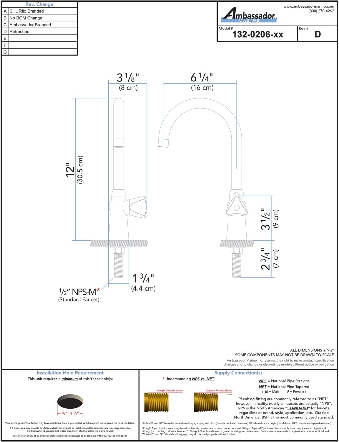 Ambassador Marine Trinidad- High Arch Galley/Wet Bar Tap (Chrome) - 132-0206-CP-W