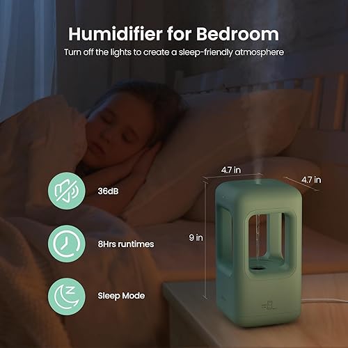 Miniatura 3 de winben Humidificadores para dormitorio, humidificador de aire pequeño para el hogar, bebé, guardería, plantas de interior, niebla fría ultrasónica