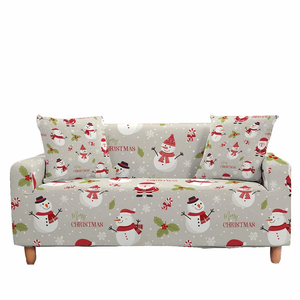 Fansu Funda de Sofá Elástica para Sofá de 1 2 3 4 Plazas, Ajustable Impresión de Navidad 3D Cubre Sofa, Antisuciedad Antideslizante Protector de Muebles (Día de Nieve Gris,1 plazas)